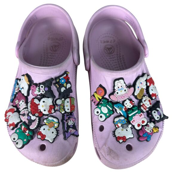 CROCS Pink Sanrio Hello Kitty Keropi Jibbitz Youth Size 1 - Picture 1 of 8